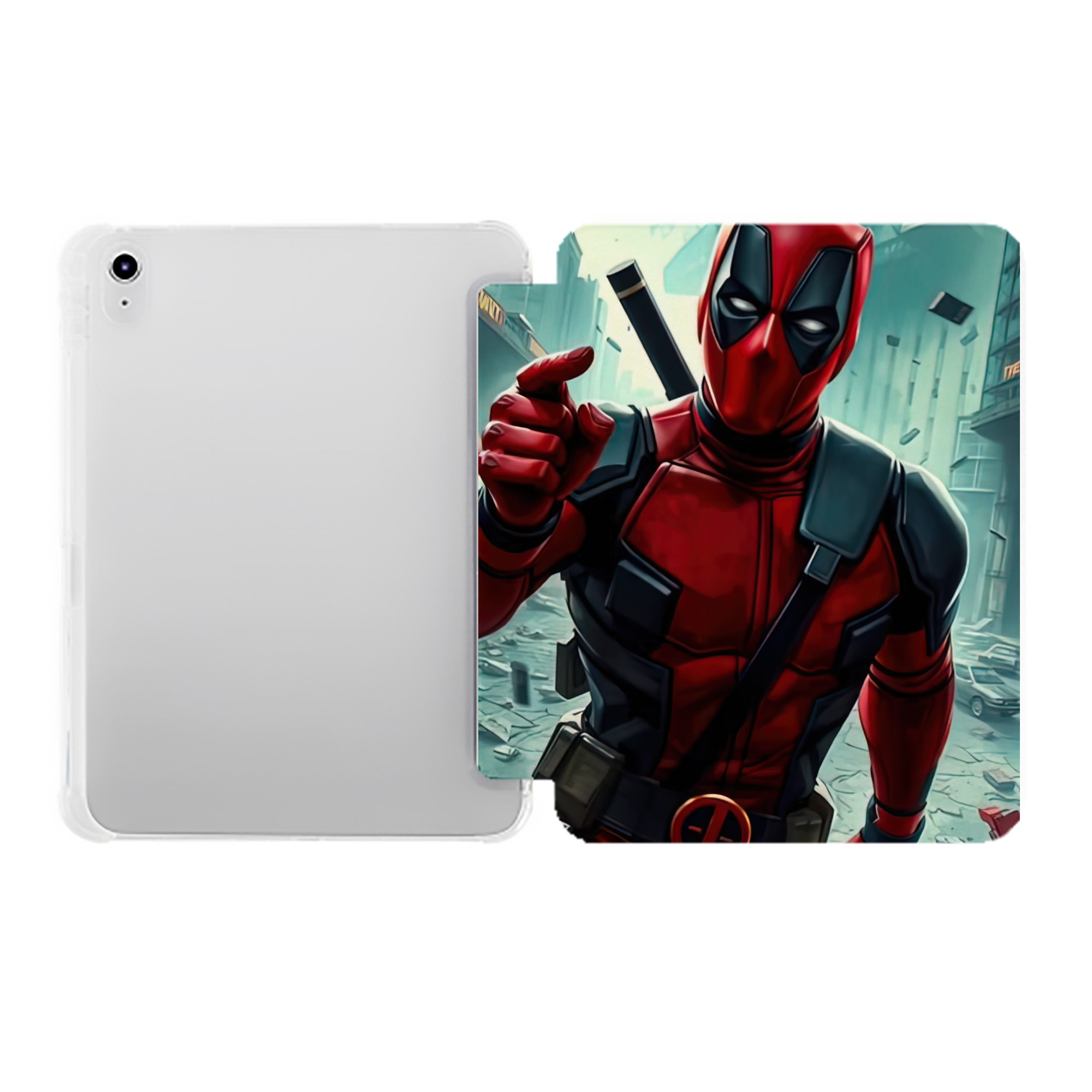 （画像用） Deadpool デッドプール IPad ケース ペン収納付き 三つ折りスタンド PUレザー×シリコン 対応機種9.5/10.5/10.9インチ